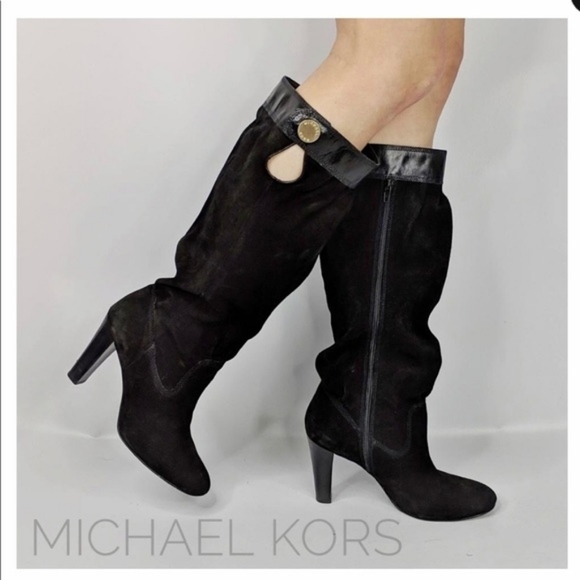 MICHAEL KORS Black Suede Slouchy Heeled Boots 10 - Picture 11 of 11